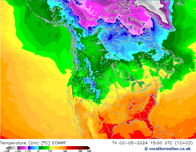 карта температуры ECMWF чт 02.05.2024 15 UTC