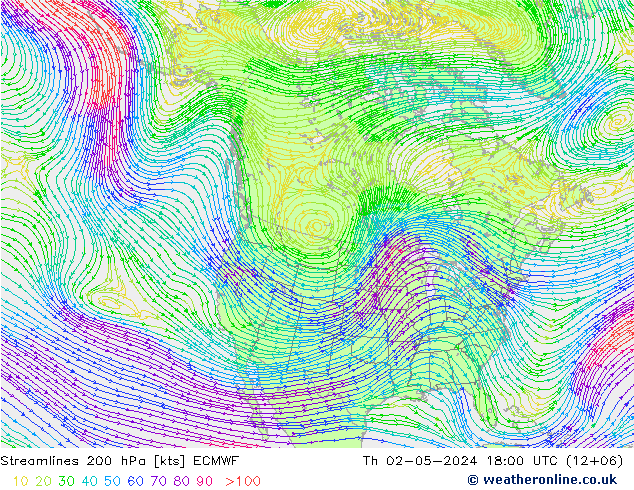 Streamlines 200 hPa ECMWF Th 02.05.2024 18 UTC