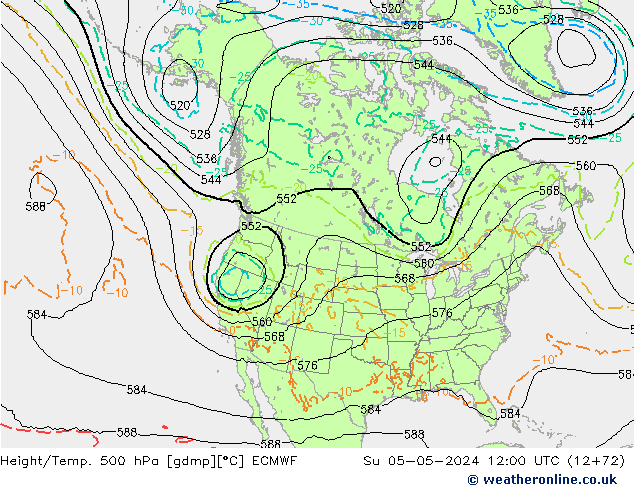 Z500/Rain (+SLP)/Z850 ECMWF dom 05.05.2024 12 UTC