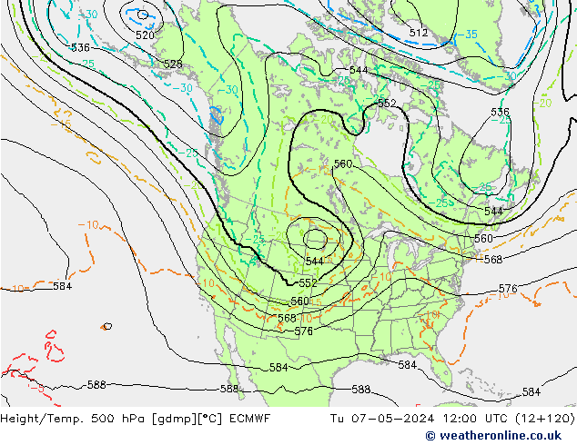 Z500/Rain (+SLP)/Z850 ECMWF ��� 07.05.2024 12 UTC