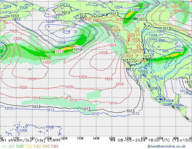 джет/приземное давление ECMWF ср 08.05.2024 18 UTC