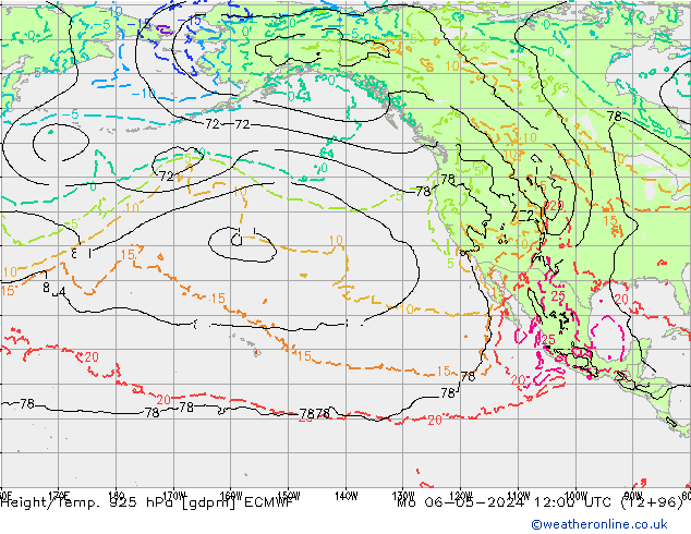 Geop./Temp. 925 hPa ECMWF lun 06.05.2024 12 UTC