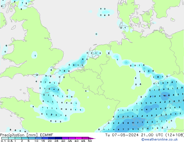 precipitação ECMWF Ter 07.05.2024 00 UTC