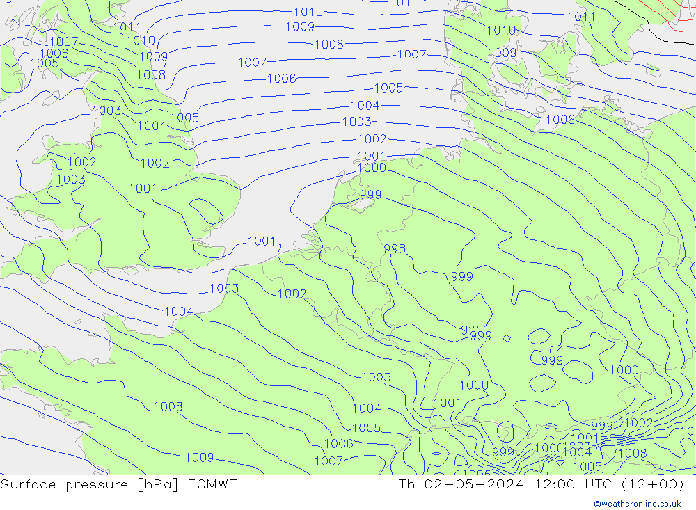 ciśnienie ECMWF czw. 02.05.2024 12 UTC