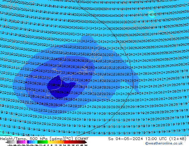 Z500/Rain (+SLP)/Z850 ECMWF Sa 04.05.2024 12 UTC