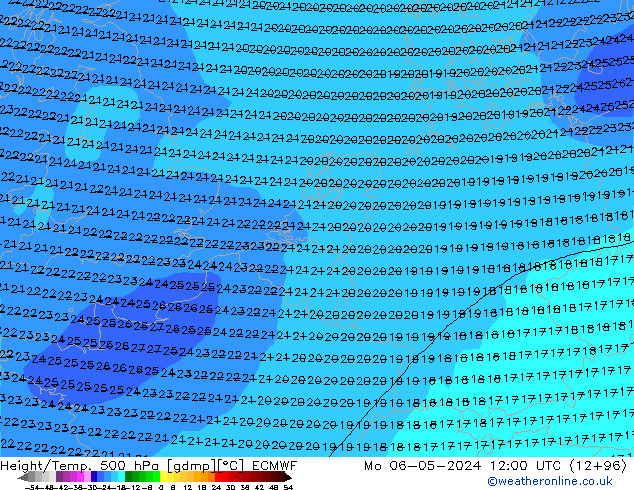 Z500/Rain (+SLP)/Z850 ECMWF  06.05.2024 12 UTC