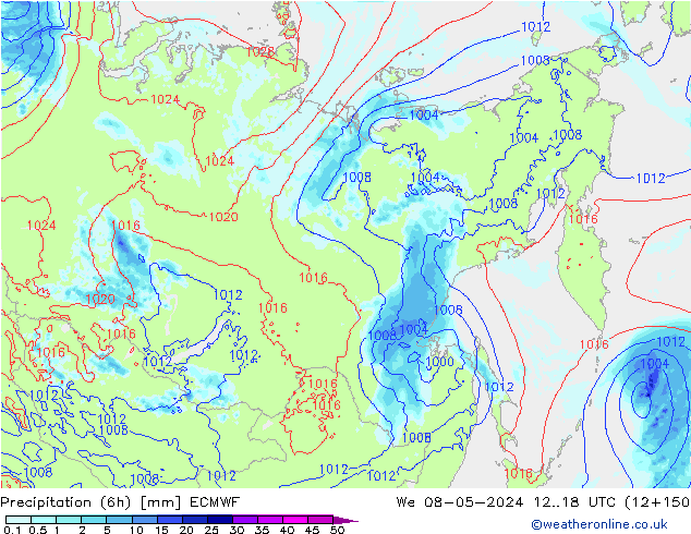 Z500/Rain (+SLP)/Z850 ECMWF We 08.05.2024 18 UTC