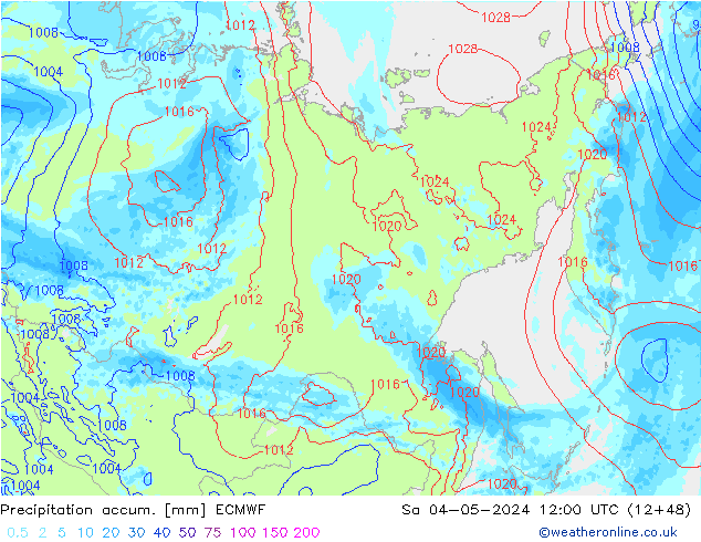 Precipitation accum. ECMWF so. 04.05.2024 12 UTC