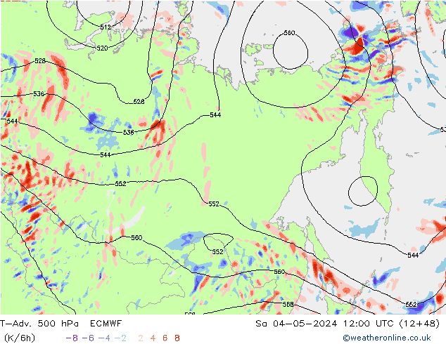 T-Adv. 500 hPa ECMWF sáb 04.05.2024 12 UTC