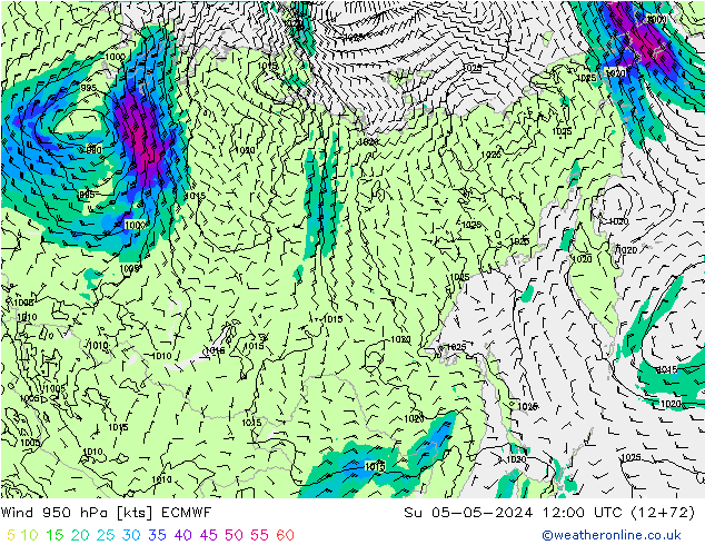 Prec 6h/Wind 10m/950 ECMWF Ne 05.05.2024 12 UTC