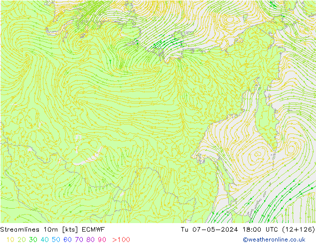 Rüzgar 10m ECMWF Sa 07.05.2024 18 UTC