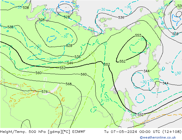 Z500/Rain (+SLP)/Z850 ECMWF mar 07.05.2024 00 UTC