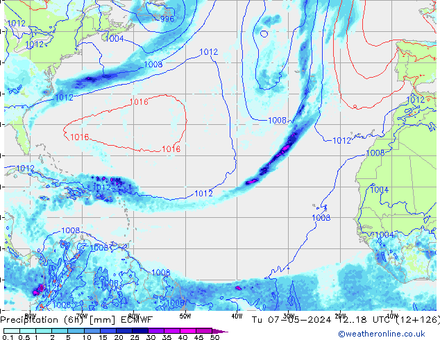 Z500/Yağmur (+YB)/Z850 ECMWF Sa 07.05.2024 18 UTC