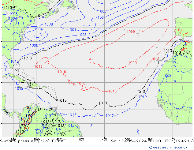 приземное давление ECMWF сб 11.05.2024 12 UTC