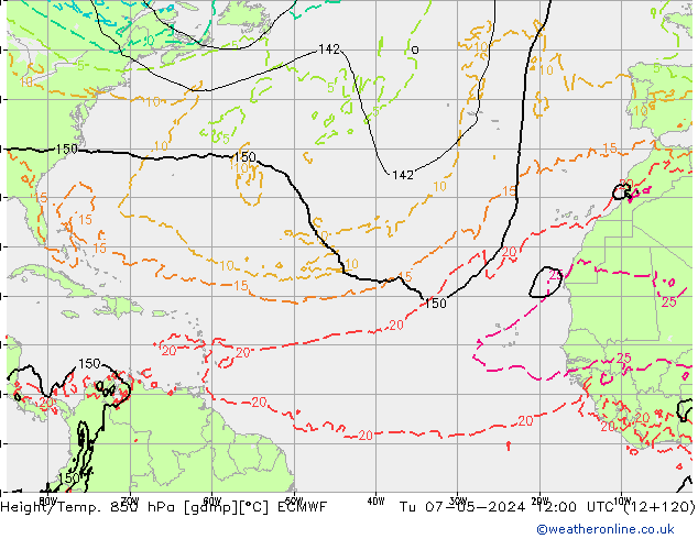 Z500/Regen(+SLP)/Z850 ECMWF di 07.05.2024 12 UTC