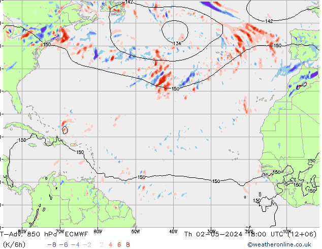 T-Adv. 850 hPa ECMWF Th 02.05.2024 18 UTC