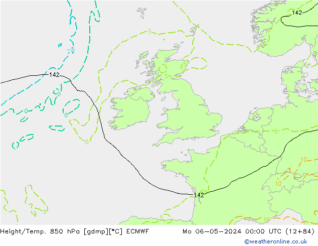 Height/Temp. 850 hPa ECMWF lun 06.05.2024 00 UTC