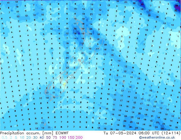 Precipitation accum. ECMWF  07.05.2024 06 UTC