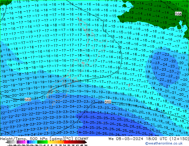 Z500/Rain (+SLP)/Z850 ECMWF Qua 08.05.2024 18 UTC