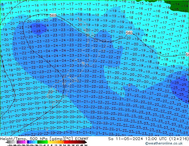 Z500/Rain (+SLP)/Z850 ECMWF Sa 11.05.2024 12 UTC