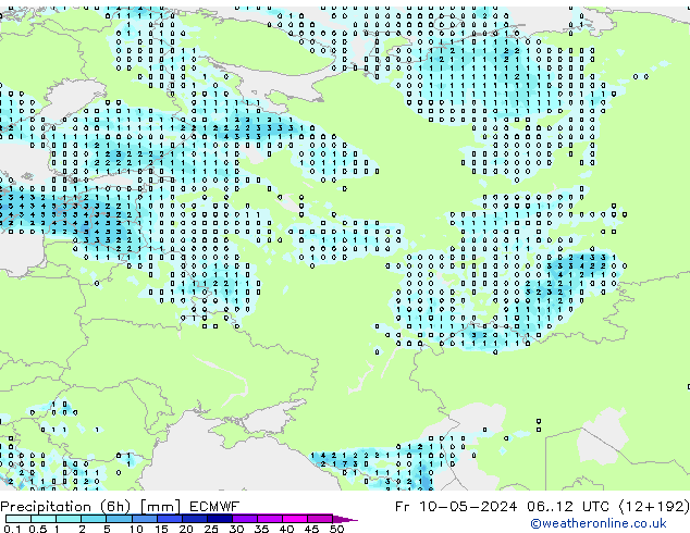 Z500/Rain (+SLP)/Z850 ECMWF Sex 10.05.2024 12 UTC