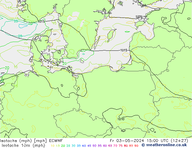 Isotachs (mph) ECMWF пт 03.05.2024 15 UTC