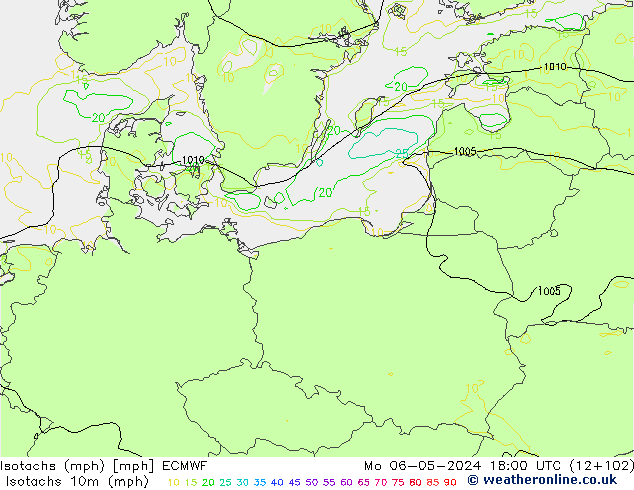 Isotachs (mph) ECMWF Mo 06.05.2024 18 UTC