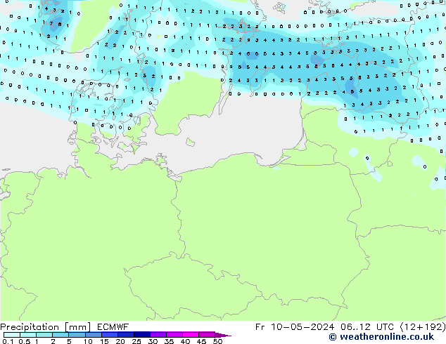 осадки ECMWF пт 10.05.2024 12 UTC