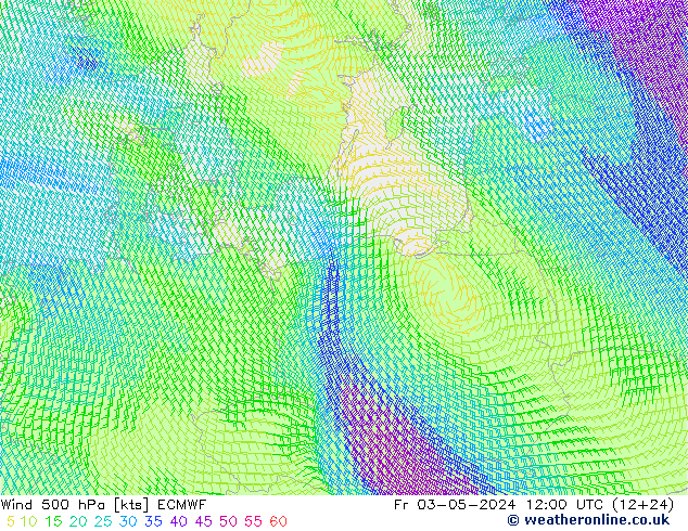 Wind 500 hPa ECMWF Fr 03.05.2024 12 UTC