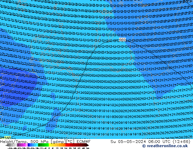 Z500/Yağmur (+YB)/Z850 ECMWF Paz 05.05.2024 06 UTC