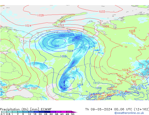 Z500/Rain (+SLP)/Z850 ECMWF  09.05.2024 06 UTC