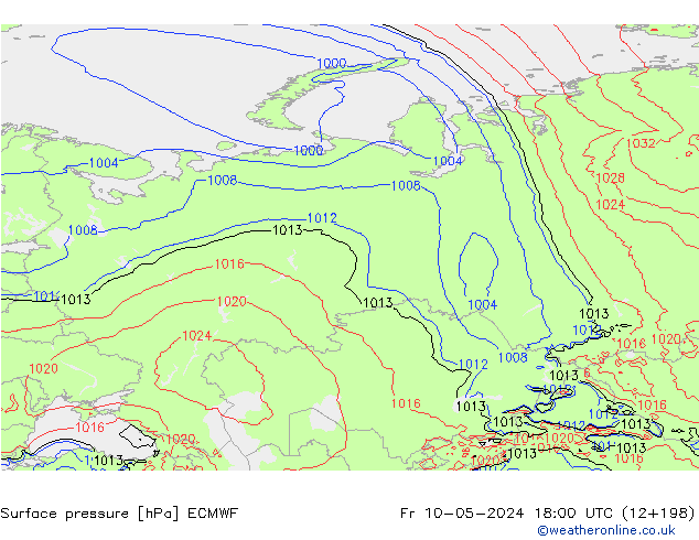 Yer basıncı ECMWF Cu 10.05.2024 18 UTC