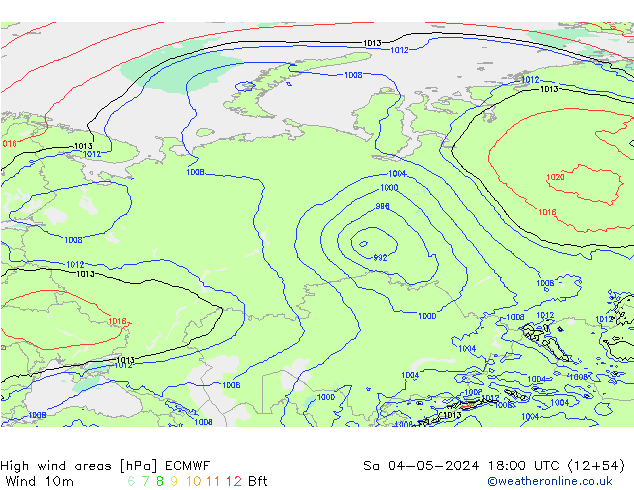 yüksek rüzgarlı alanlar ECMWF Cts 04.05.2024 18 UTC