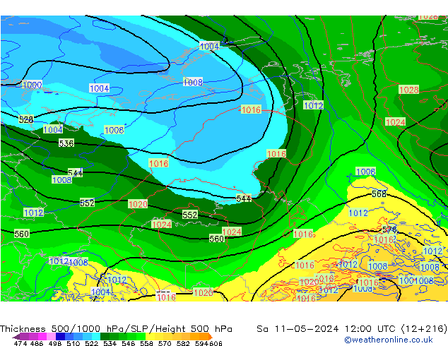 Thck 500-1000hPa ECMWF sab 11.05.2024 12 UTC