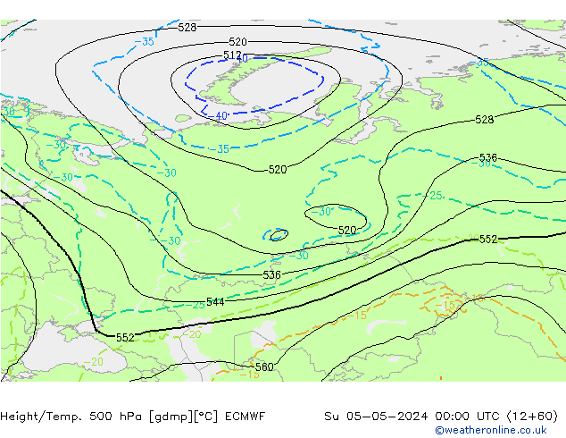 Z500/Rain (+SLP)/Z850 ECMWF dom 05.05.2024 00 UTC