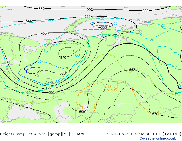 Z500/Rain (+SLP)/Z850 ECMWF  09.05.2024 06 UTC