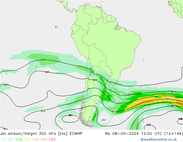 Jet stream/Height 300 hPa ECMWF We 08.05.2024 12 UTC