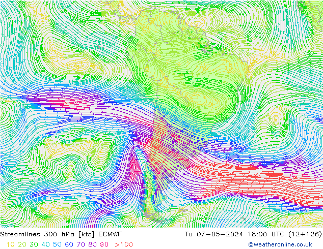Rüzgar 300 hPa ECMWF Sa 07.05.2024 18 UTC