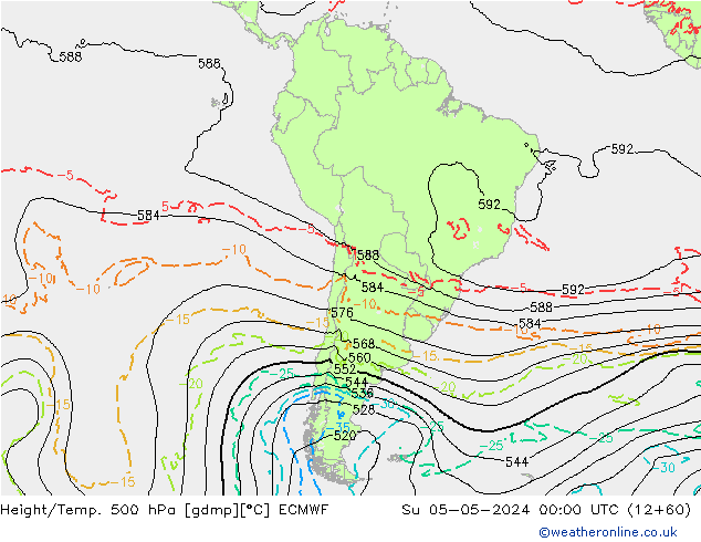 Z500/Rain (+SLP)/Z850 ECMWF Вс 05.05.2024 00 UTC