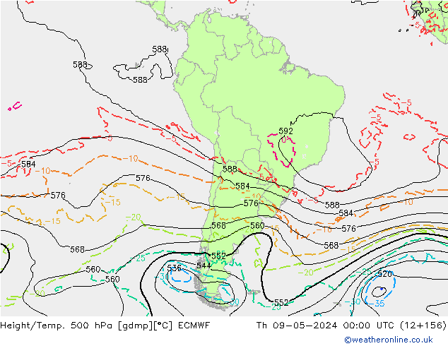 Géop./Temp. 500 hPa ECMWF jeu 09.05.2024 00 UTC