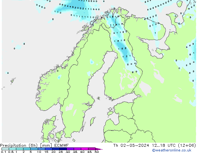 Precipitation (6h) ECMWF Th 02.05.2024 18 UTC