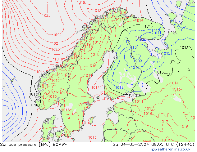 Bodendruck ECMWF Sa 04.05.2024 09 UTC