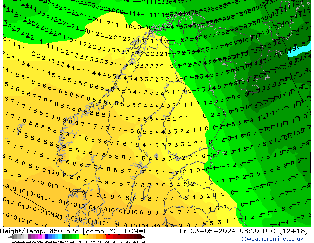 Z500/Rain (+SLP)/Z850 ECMWF Fr 03.05.2024 06 UTC