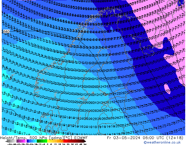 Z500/Regen(+SLP)/Z850 ECMWF vr 03.05.2024 06 UTC