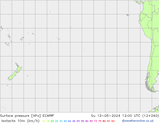 Isotachs (kph) ECMWF Su 12.05.2024 12 UTC