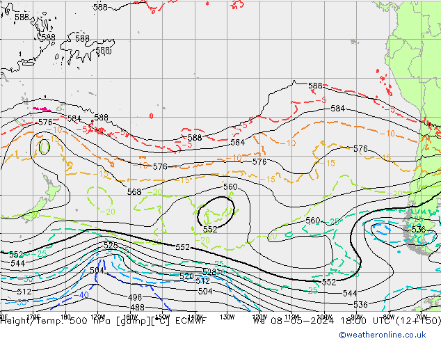 Z500/Rain (+SLP)/Z850 ECMWF We 08.05.2024 18 UTC