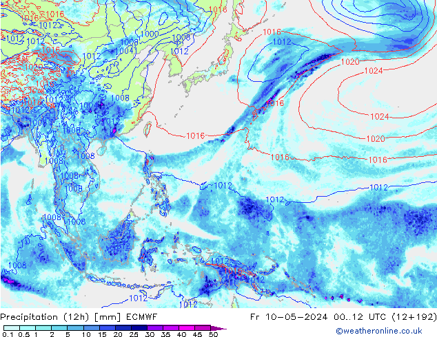 Yağış (12h) ECMWF Cu 10.05.2024 12 UTC