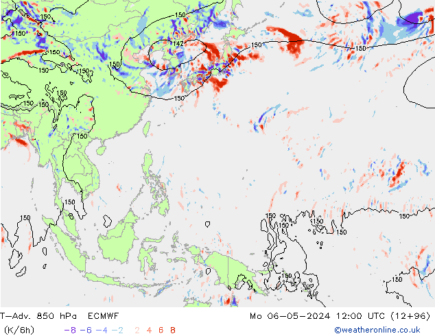 T-Adv. 850 hPa ECMWF lun 06.05.2024 12 UTC