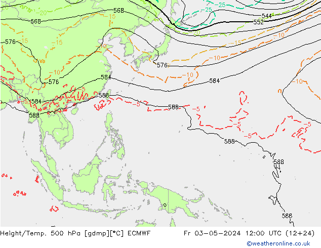 Height/Temp. 500 hPa ECMWF Sex 03.05.2024 12 UTC