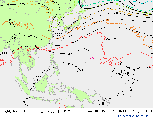 Z500/Rain (+SLP)/Z850 ECMWF śro. 08.05.2024 06 UTC